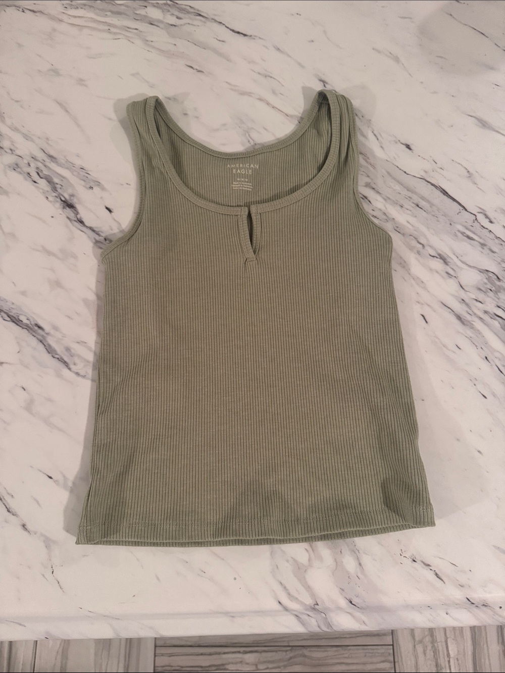 American Eagle Outfitters Sage Green Ribbed Tank Top